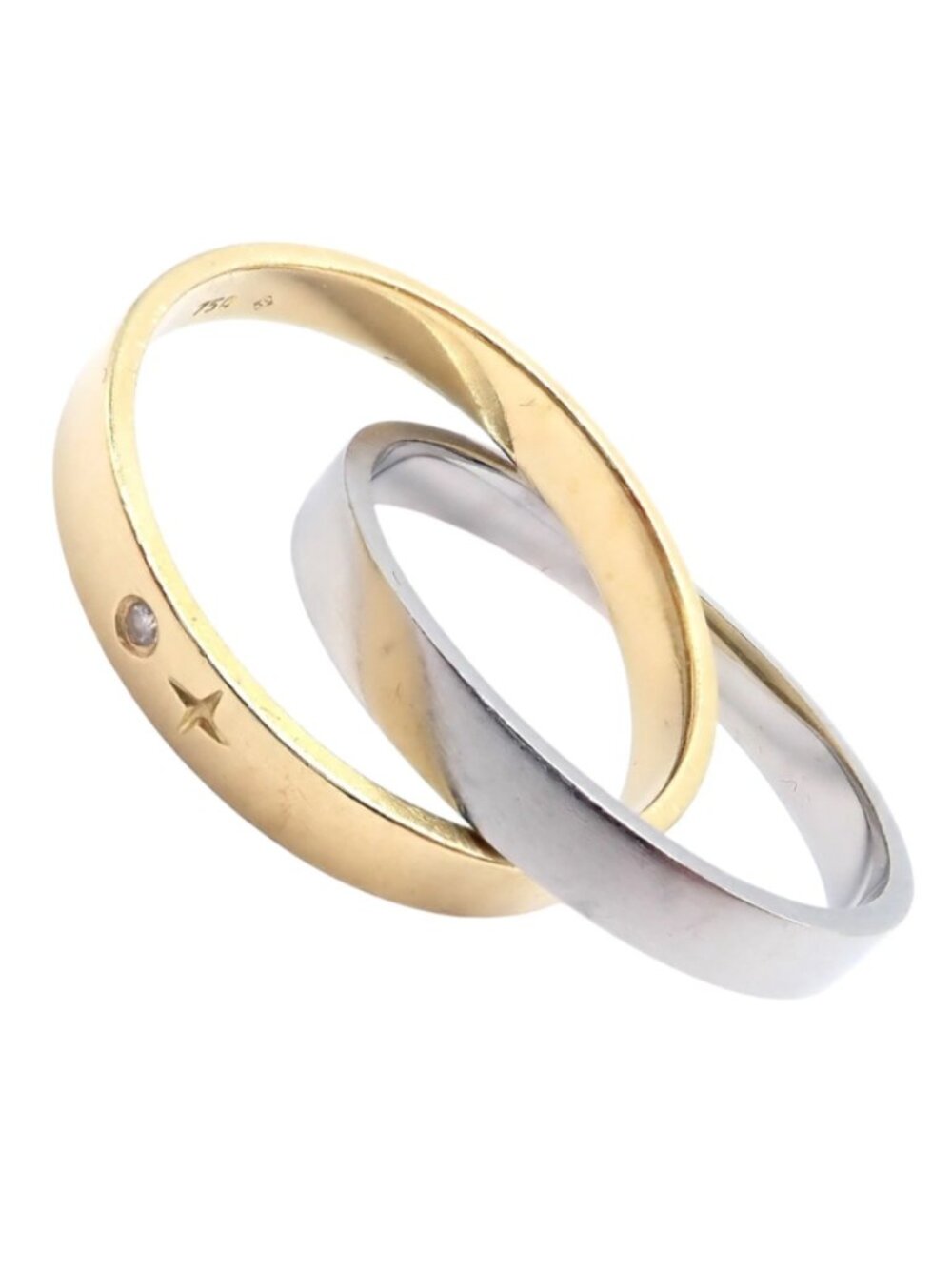 Authentic! H. Stern 18k Yellow + White Gold Diamond Twin Rolling Band Ring sz 9